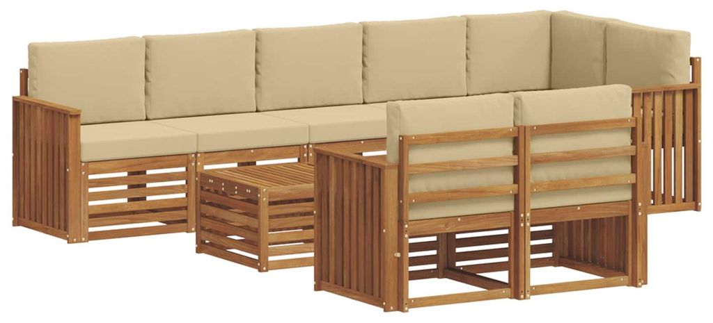 vidaXL Sofagarnituren 9 pcs Natur und Beige Massivholz Akazie