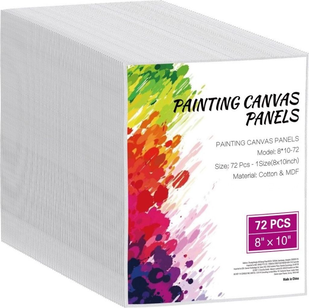 Leinwandtafeln Leinwände 72 Stk. - Malerleinwand in Weiß - Ölmalerei Baumwolle - Format 203x254mm - Ideal für Künstler und Hobby-Maler