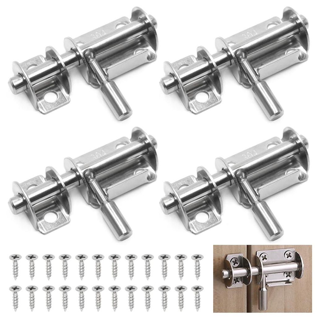 4 Türschlösser Edelstahl 304 Riegel mit Schrauben Schieberiegel Bolzen Innentüren