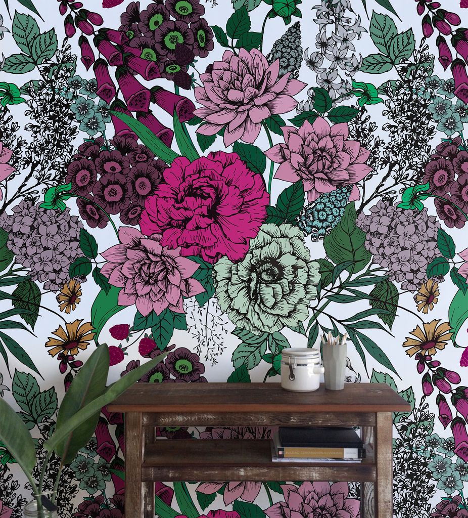 Coloray Fototapete 360x250 cm An Einer Wand Latex Latextapete - Vintage Blumen Rosen Rosen