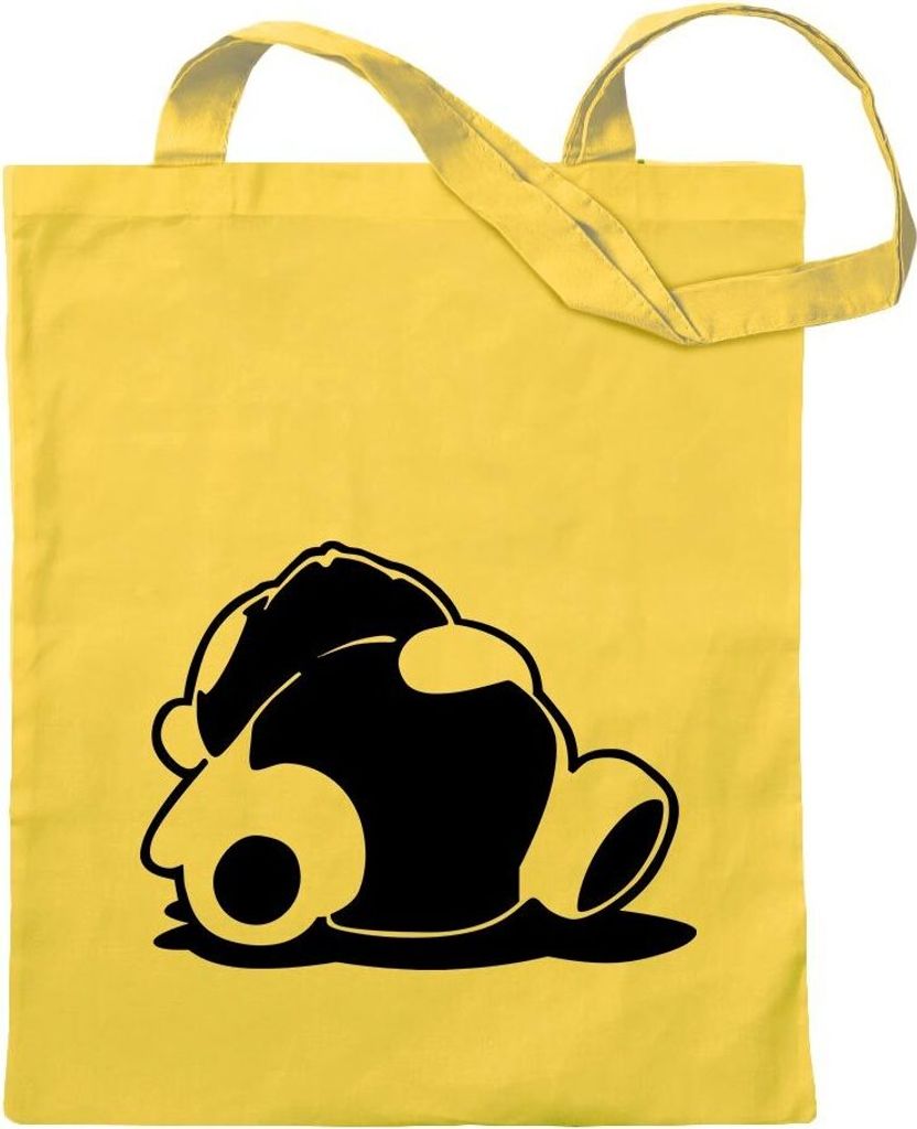Kiwistar - Baumwolltasche - gelb - Sleepy Panda - Tragetasche Stoffbeutel Umhängetasche Langer Henkel