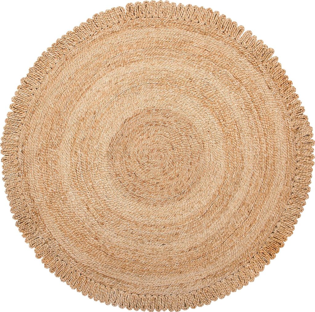 BELIANI Teppich Beige Jute ø 140 cm Kurzflor Boho Kreise Handgefertigt Rund