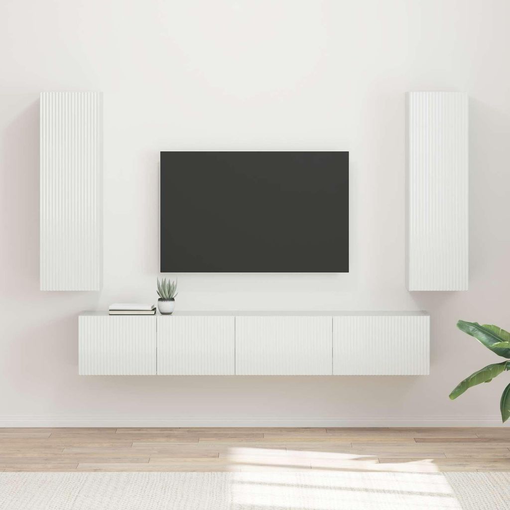 Maison Exclusive - TV-Schrankset Wandmontiert 3 pcs Hochglanz Weiß Holzwerkstoff