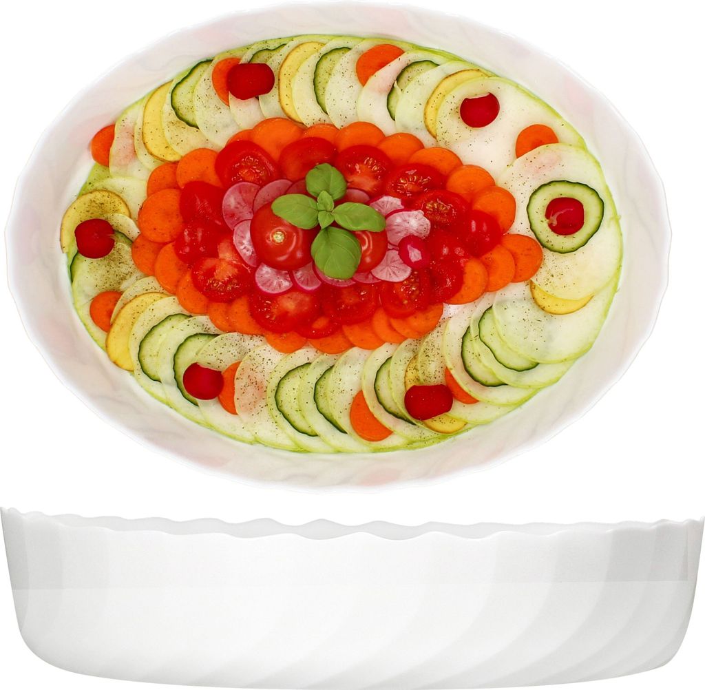 2x Trianon Auflaufform oval groß 3L aus Glas 37x28,5x8,5cm Back-Form Ofen Bräter