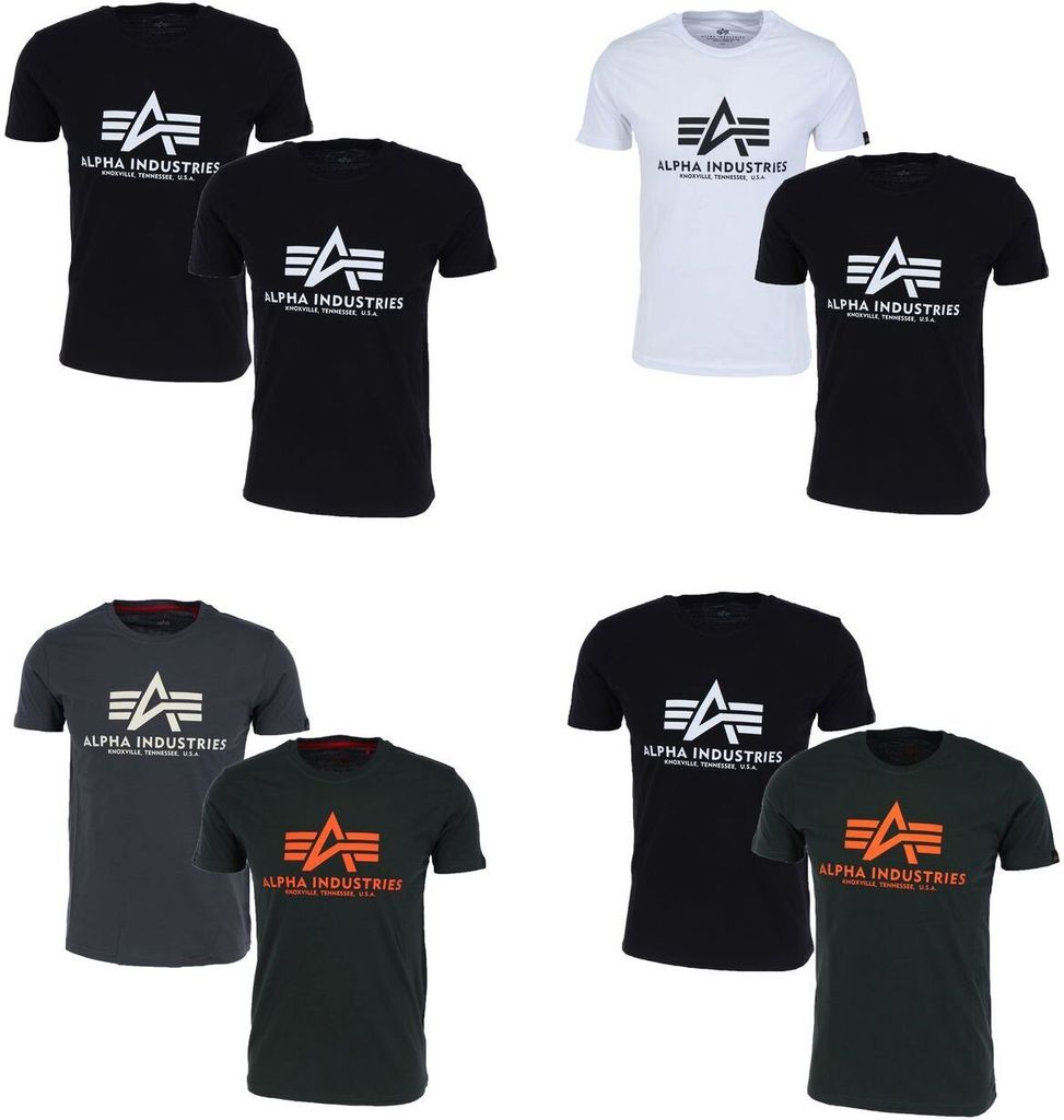 ALPHA INDUSTRIES BASIC T 2 PACK Herren Doppelpack T-Shirt, Größe:XL, Farbe:03 Black