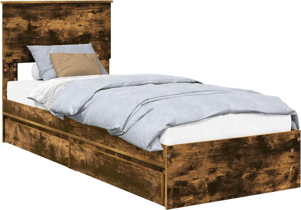 vidaXL Aufbewahrungsbett Geräucherte Eiche 75 x 190 cm Holzwerkstoff