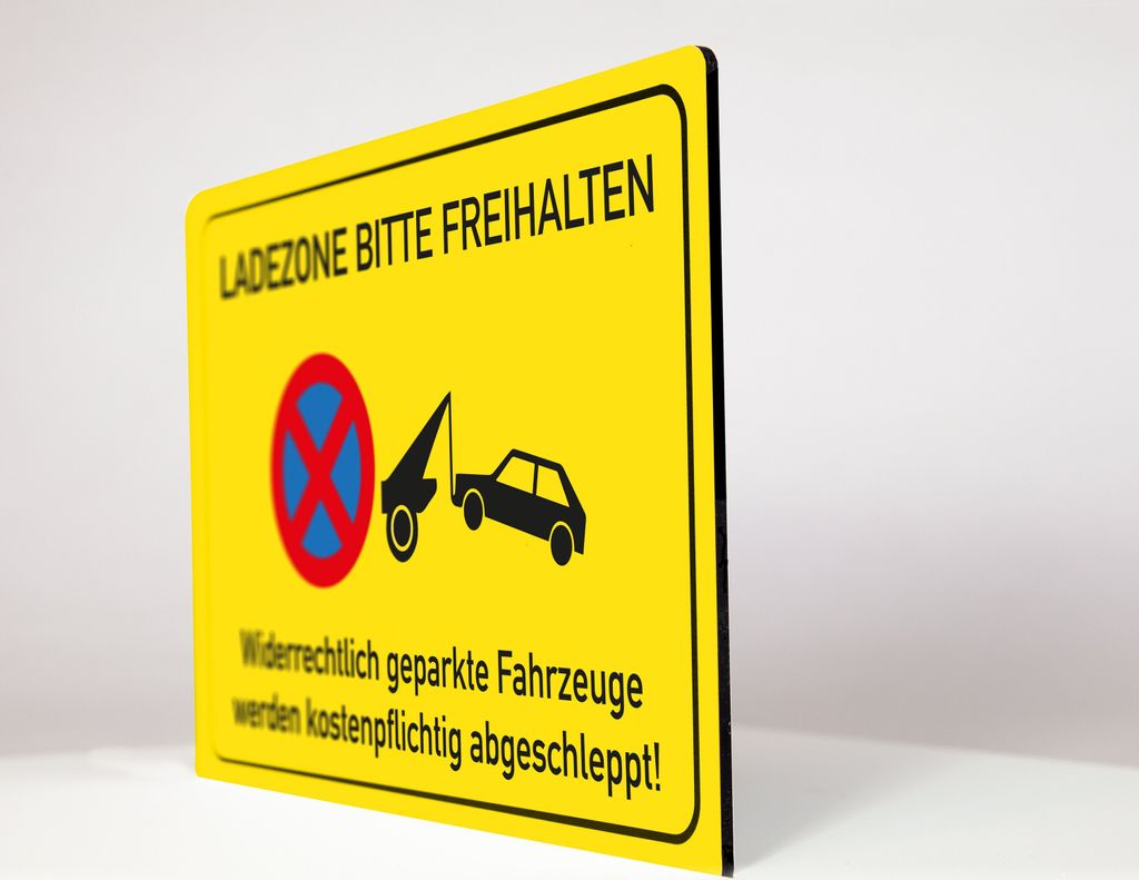 Ladezone bitte freihalten - Schild - gelb - 4 mm Alu Verbundplatte (30 x 20 cm)
