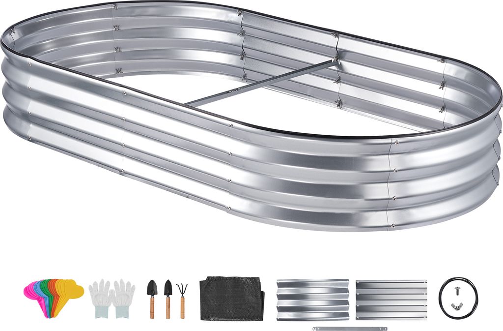 SucceBuy Hochbeet aus verzinktem Metall, 181,6 x 92,5 x 27,9 cm, Pflanzgefäß mit offenem Boden für Blumen, Gemüse, Kräuter im Hinterhof/Garten...