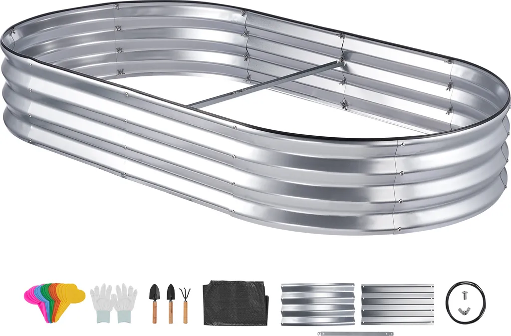 Bac surélevé en métal galvanisé 182x93x28cm SucceBuy pour potager