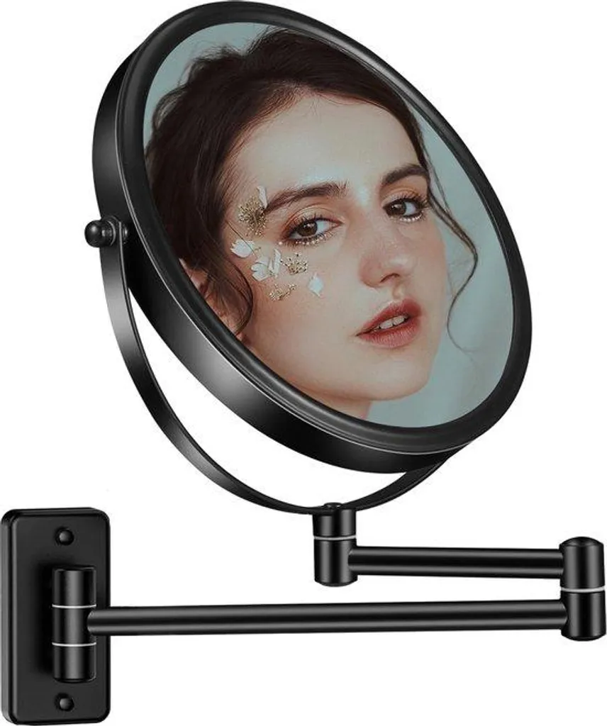 Miroir de table pivotant à 360° noir mat avec zoom puissant x10 et 1x