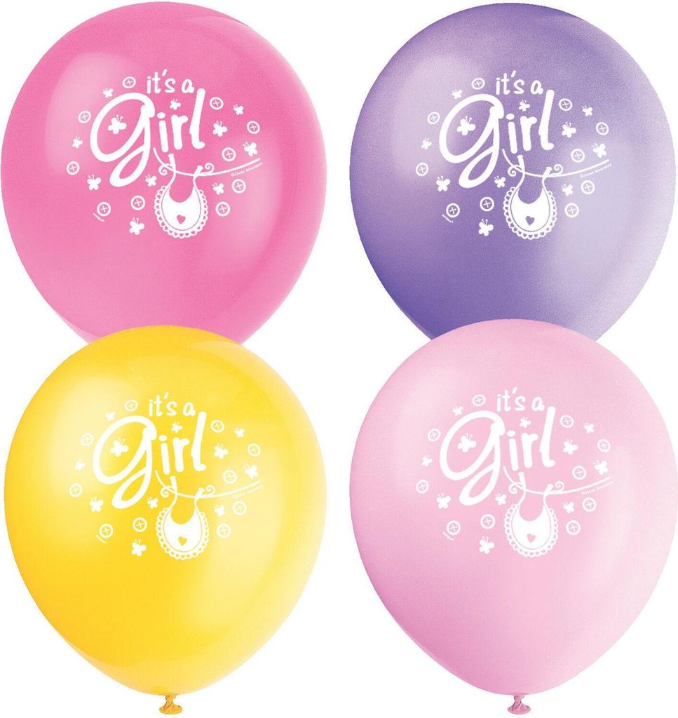 Unique Party - Ballons "Clothesline Its A Girl", Latex, Baby Shower 12er-Pack SG35519 (Einheitsgröße) (Bunt)