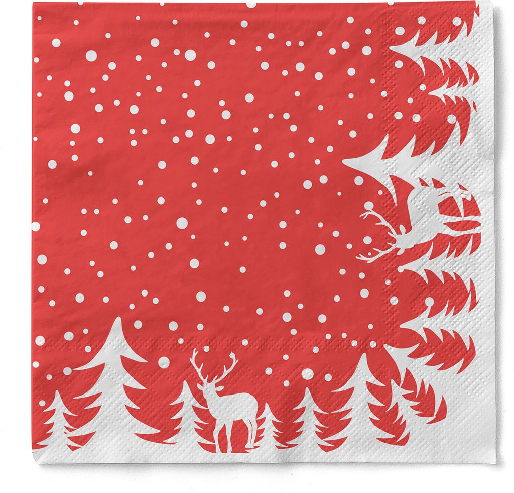 Sovie HORECA Weihnachtsserviette Marvin in Rot aus Tissue Produktbild 