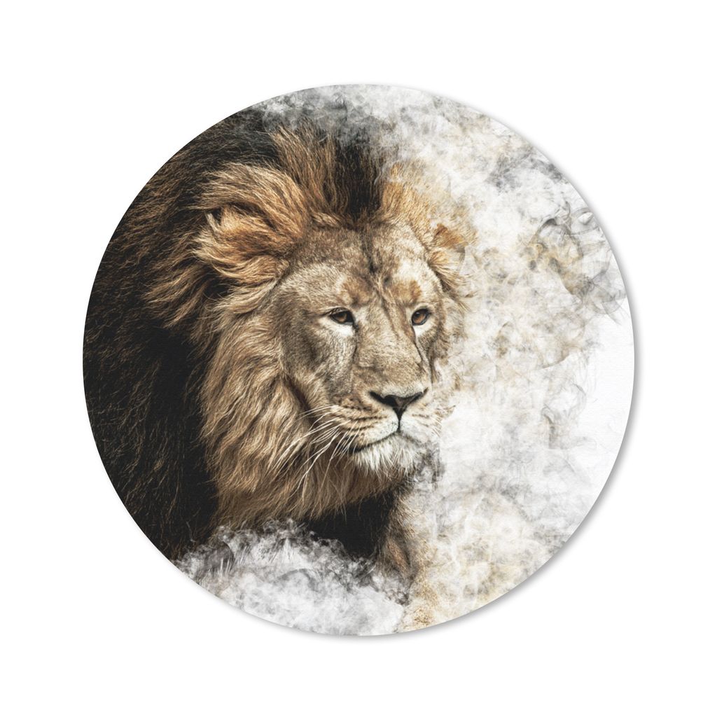 MuchoWow Mauspad Mousepad Löwe - Rauch - Tiere 30x30 cm - Mousepads - Maus Mat - Pad - Mausunterlage - Tischunterlage - Schreibtischmatten