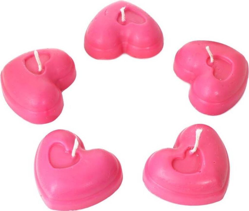 5x Romatische Herz Kerzen aus Bienenwachs Valentinstag Liebe Hochzeit Rose 36368