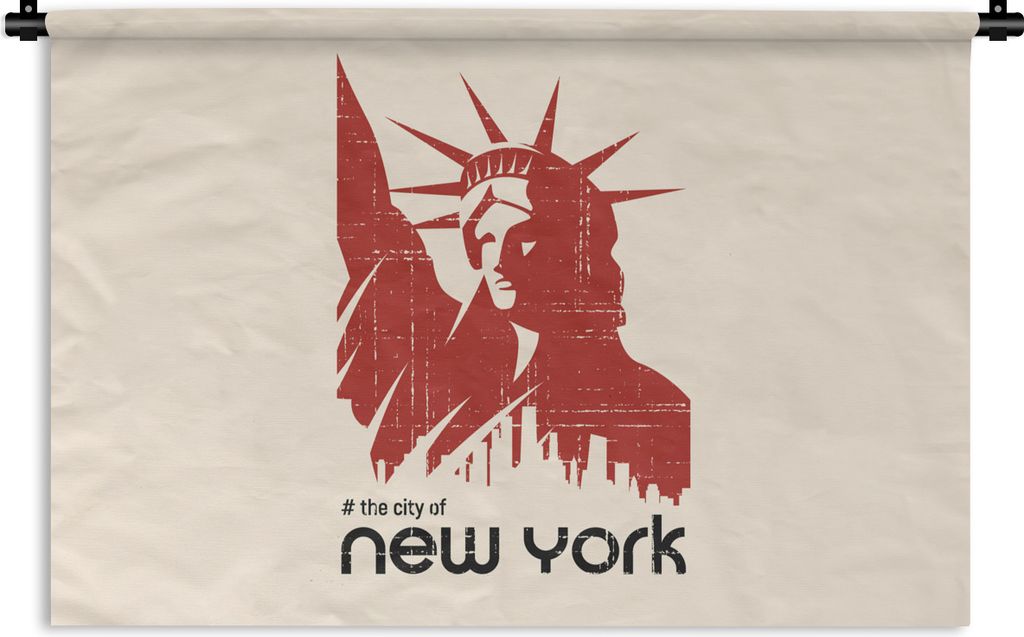 MuchoWow Wandteppich Wandbehang New York - Rot - Freiheitsstatue 60x40 cm Tapisserie Dekoration Wandtuch - Wanddekorationen