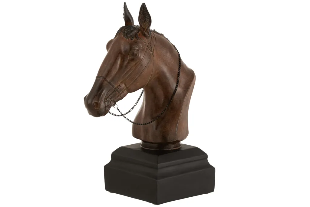 Statue Cheval Réaliste Poly Brun - Déco Intérieure Sans Entretien