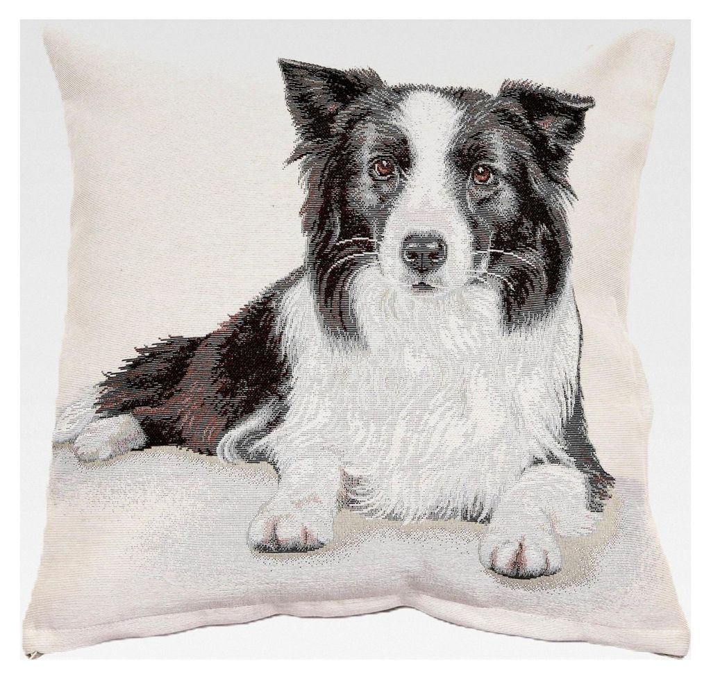 Kissenbezug 45x45 Gobelin, Dekokissen mit Motiv - Liegender Border Collie