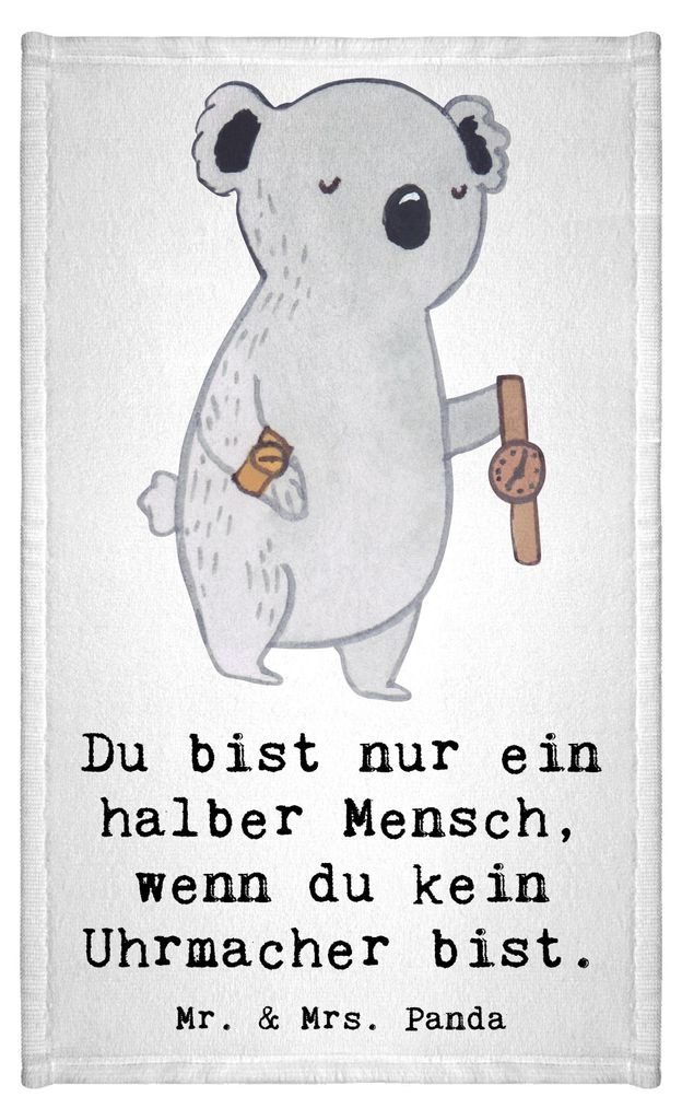 Mr. & Mrs. Panda Handtuch Uhrmacher Herz - Weiß - Geschenk, Kleines, Klein, gäste wc, gästehandtuch