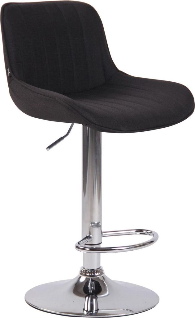 Stilvoller Barhocker – Hochhocker – höhenverstellbar, pflegeleichter Stoff | Farbe: Schwarz | Grundfarbe: Chrom