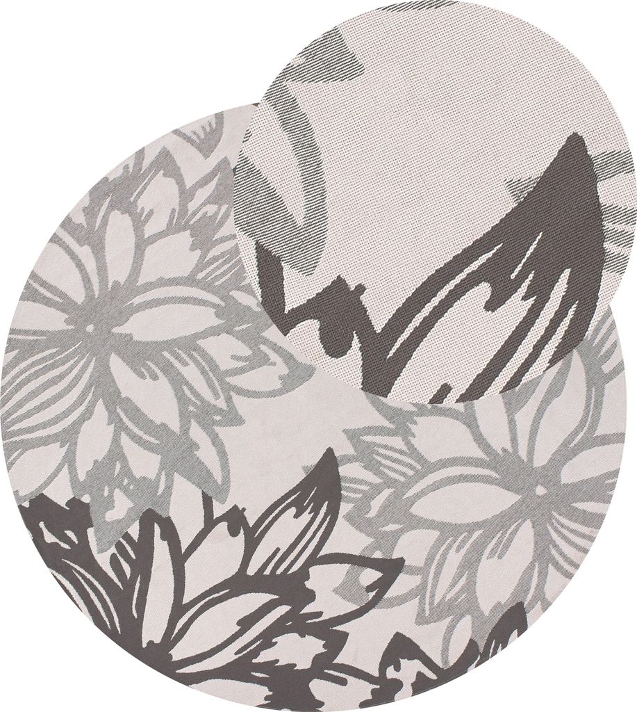 BELIANI Outdoorteppich Grau 120 cm Rund Florales Blumen Muster Modern Indoor Outdoor Terrasse Balkon Garten