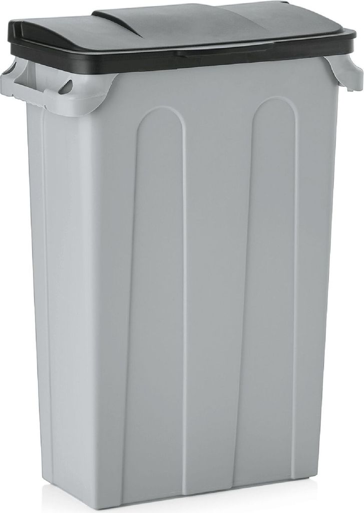 MUVELL Mülleimer - 75 Liter Abfalleimer mit Klappdeckel 3,8 Kg | Mülltonne, graue Abfalltonne, Plastik Mülleimer Küche, Abfalltonne für Gastro...