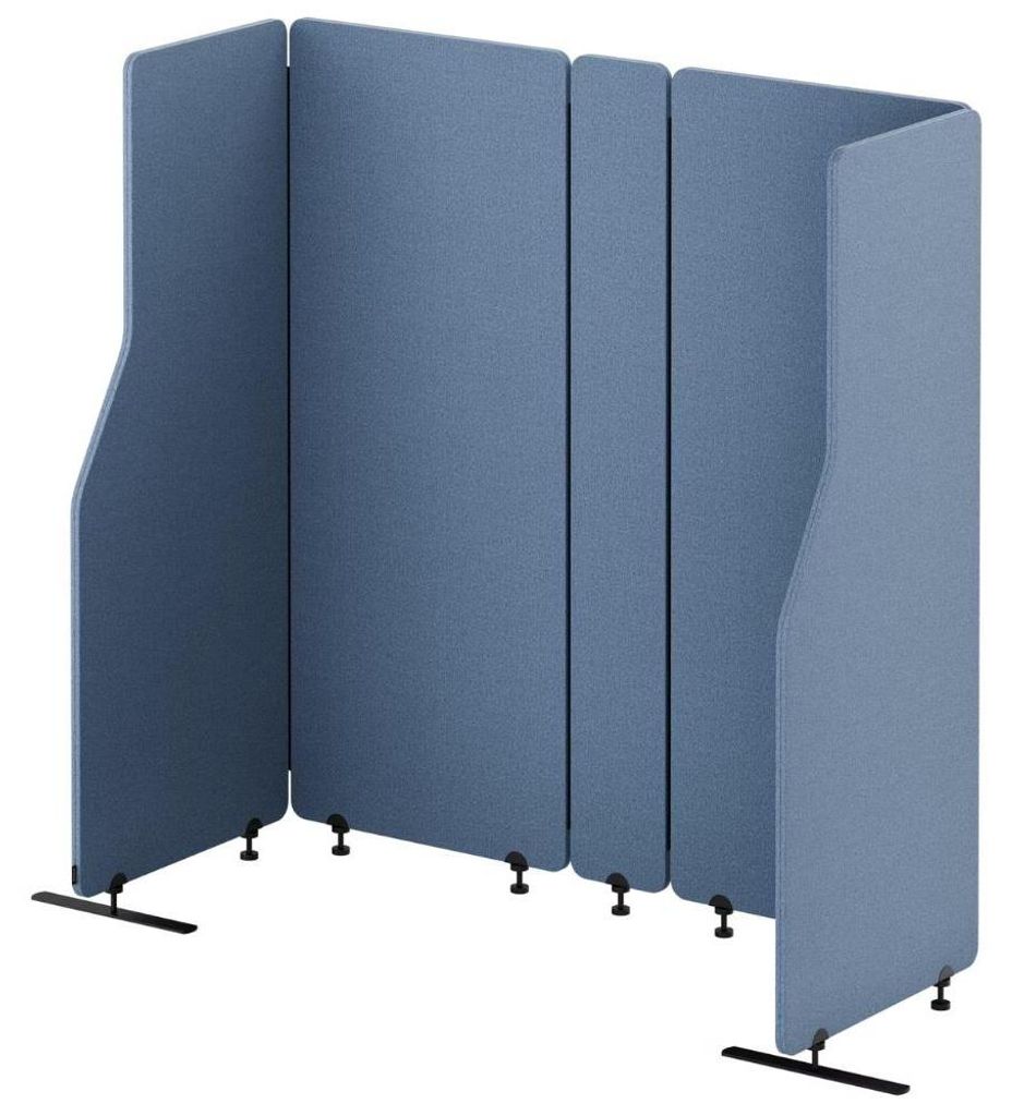 Akustik-Trennwand mit Schalldämmung SADIE 145x260x1,8cm Blau | Stellwand Büro Raumteiler Office-Akustikwand Sichtschutz freistehend