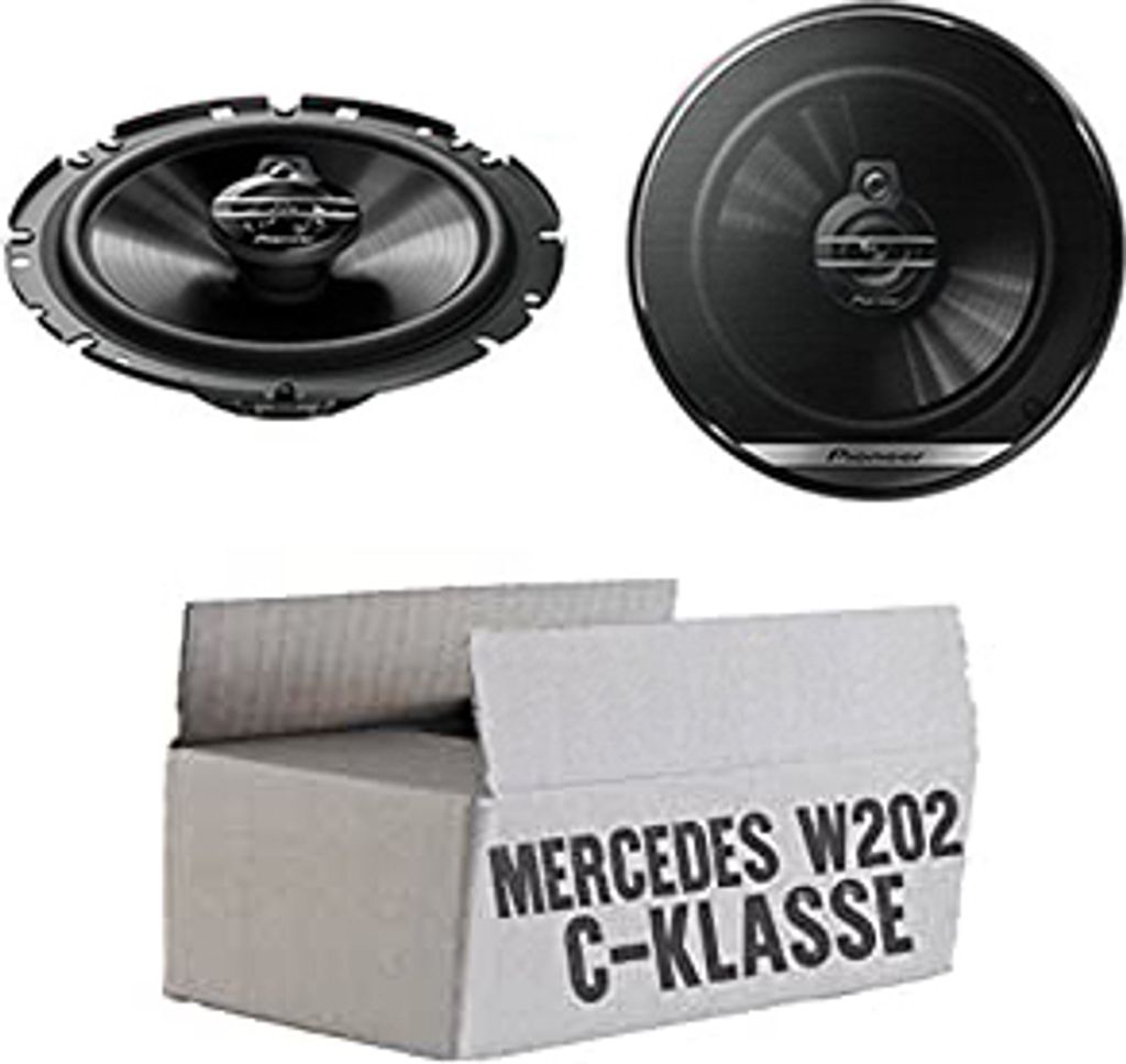 lasse W202 Ablage - Lautsprecher Boxen Pioneer TS-G1730F - 16,5cm 3-Wege Koax Paar PKW 300WATT Koaxiallautsprecher Auto Einbausatz - Einbauset pass...