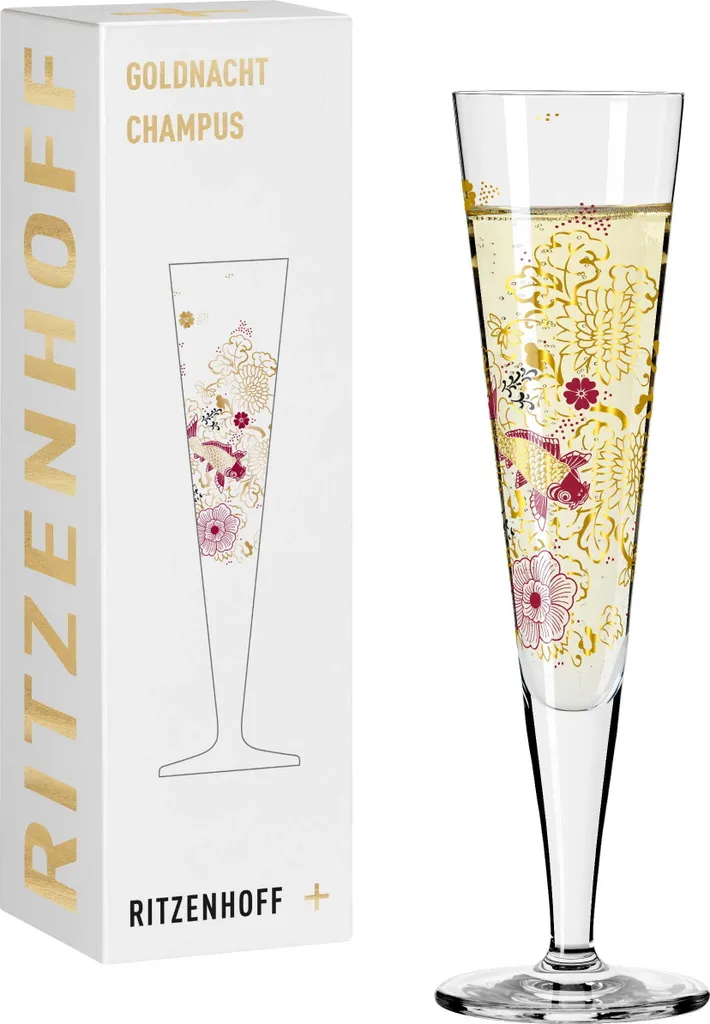 Ritzenhoff Champagnerglas Goldnacht 023, Kathrin Stockebrand, Kristallglas, 205 ml, 1071023