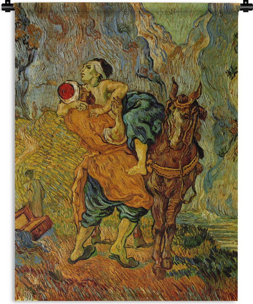 MuchoWow Wandteppich Wandbehang Der barmherzige Samariter - Vincent van Gogh 150x200 cm Tapisserie Dekoration Wandtuch - Wandaufhängung - Moderner