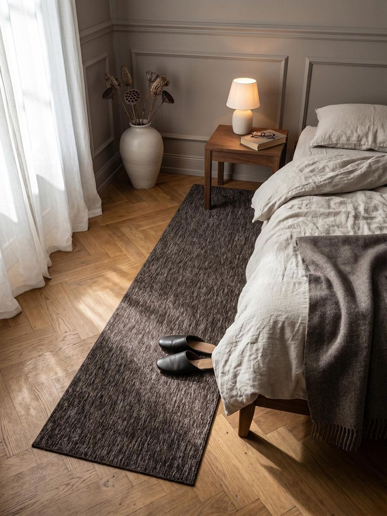 Teppich Kurzflor Unifarben Elegant Waschbar Strapazierfähig | Läufer Braun 80x250 cm Esszimmer Saugroboter geeignet Gekettelt | AMMER – Kadima ...