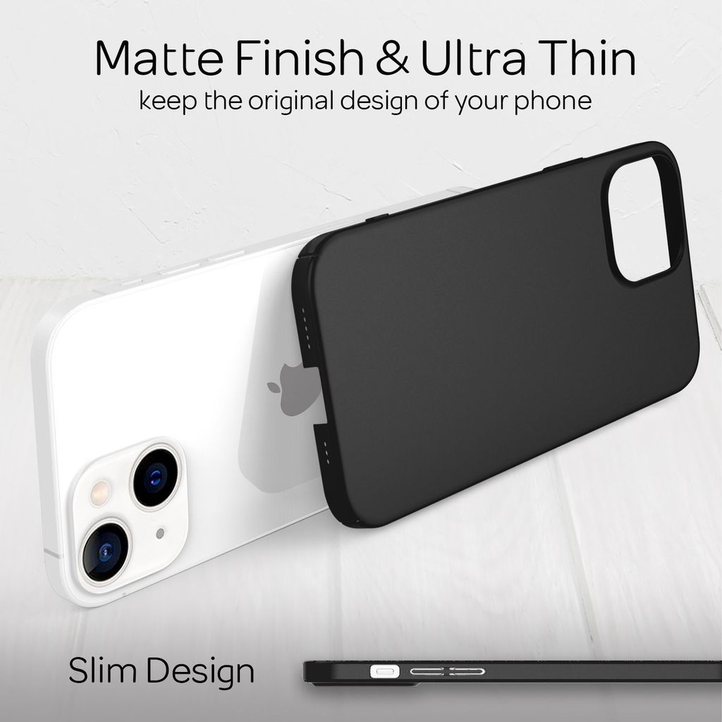 NALIA Ultra-Dünne Handyhülle Für IPhone 13 Pro Max – Nur 0,5 Mm Dick, Rutschfest & Anti-Fingerabdruck – Schwarz, Schlankes Hardcase