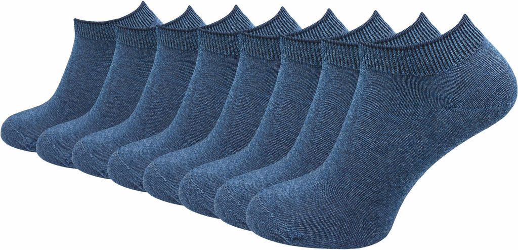 Gawilo Sneaker Socken 100% Baumwolle | Natürliches Material | Damen & Herren (8 Paar), Jeans / 43 - 46