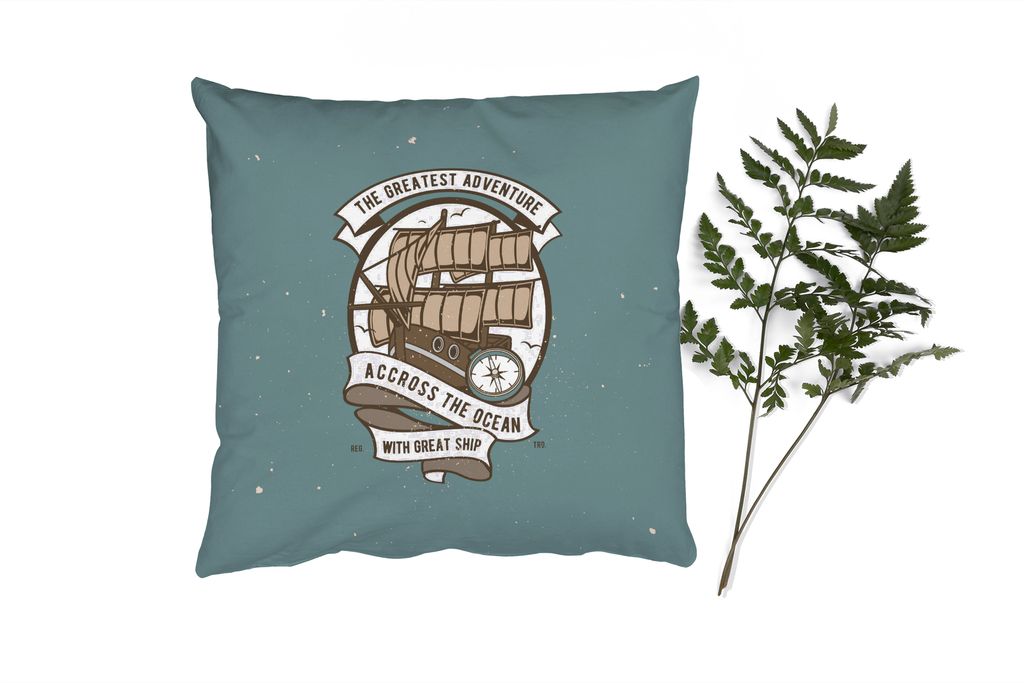 MuchoWow Zierkissen Sofakissen Wohnzimmer Dekokissen 45x45 cm Boot - Segel - Vintage - Schlafpolster - Polster für das Sofa