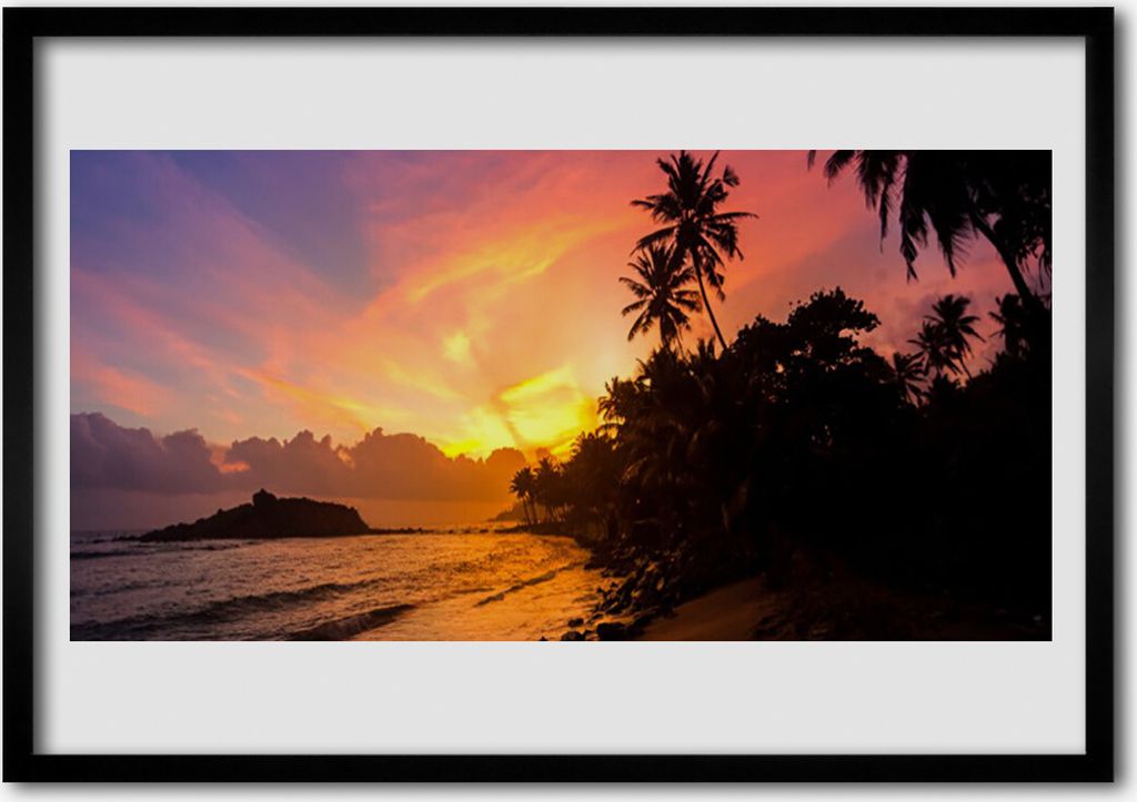 Bild 100x70 MDF-Rahmen Wandkunst Sea Sun Palm Landschaft
