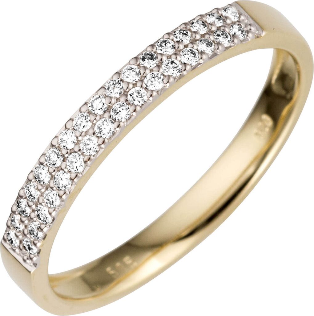 Ring aus 585 Gold Gelbgold mit 33 Diamanten Brillanten 0,2ct. Goldring Damen Innenumfang 54mm Ø17.2mm
