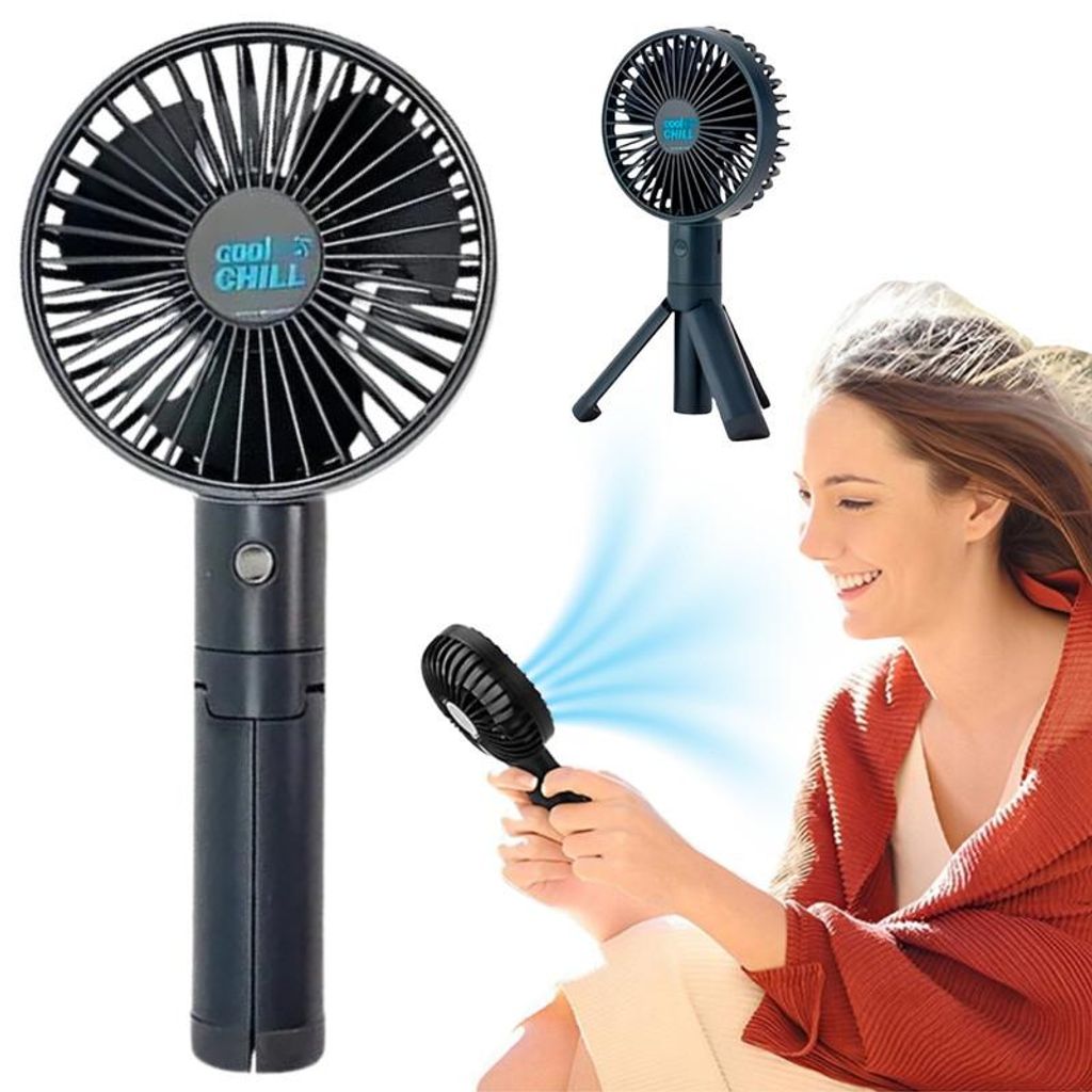 Skládací ventilátor do ruky černý 5 úrovní proudění tichý Obrázek produktu 