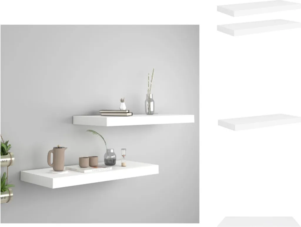 Mensola Galleggiante vidaXL 60x23,5 Bianco MDF - Kit 2 Pezzi Montaggio Semplice