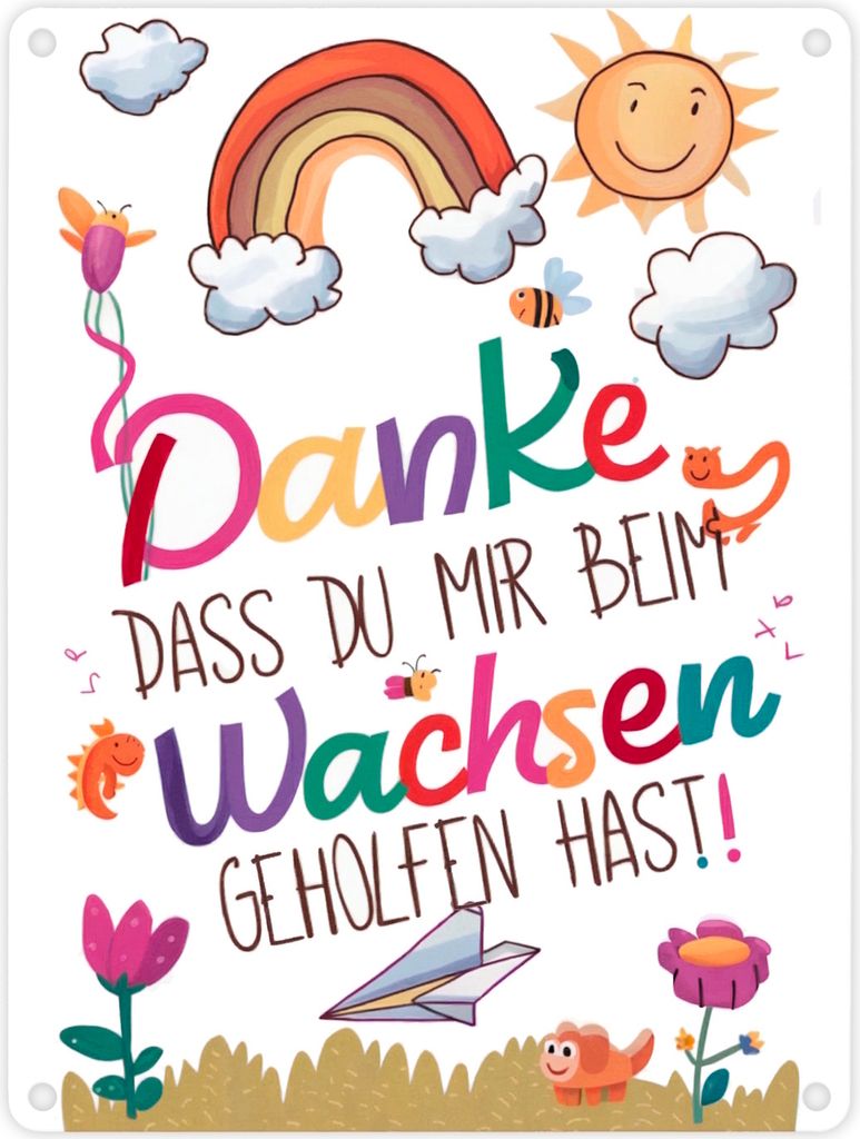 Danke, dass du mir beim Wachsen geholfen hast Metallschild in 15x20 cm