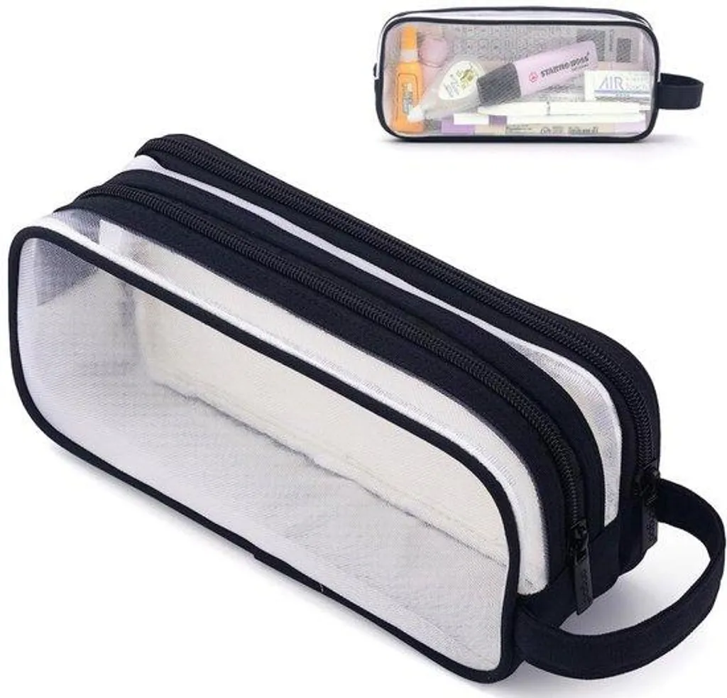 Trousse transparente noire : fini le désordre dans votre cartable