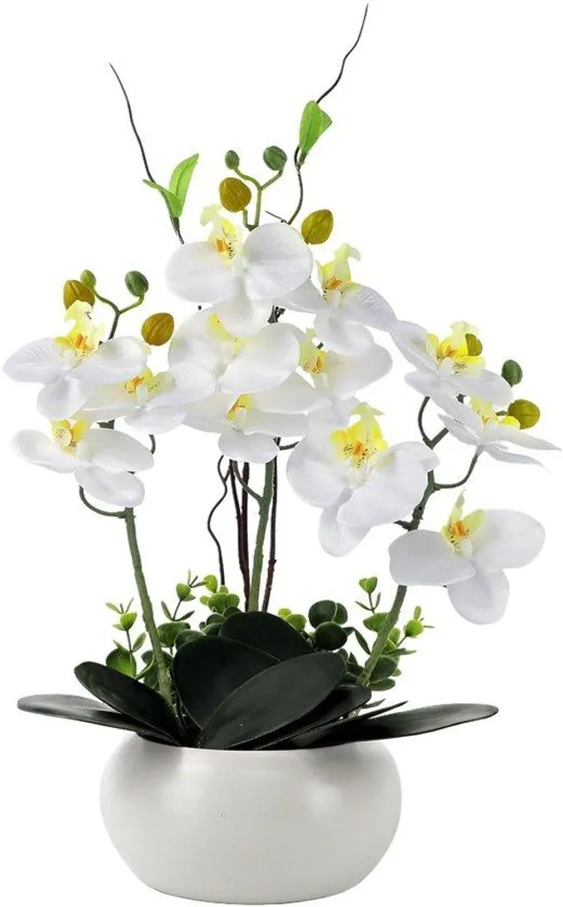 Composition florale artificielle Phalaenopsis - Objet déco unique 36cm