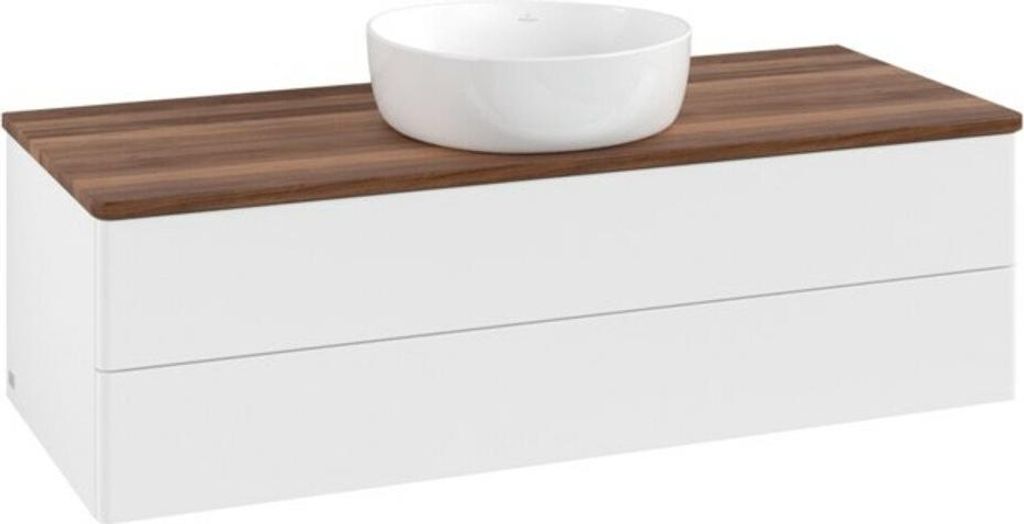 V&B Waschtischunterschrank ohne Frontstruktur, mit Beleuchtung Antao 120x36x50cm, WBP-farbe w. wal, wh. m Lac
