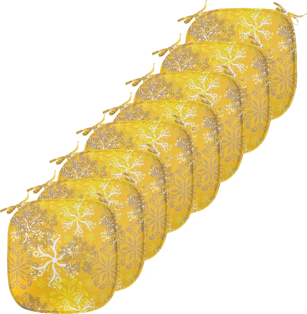 Lot de 8 coussins de chaise imperméables anti-glisse 40x40 cm Jaune Tan