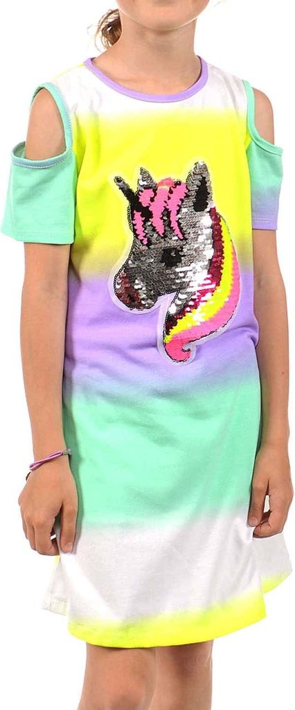 KMISSO Mädchen Kleid Wende Pailletten Einhorn-Motiv Lila 92