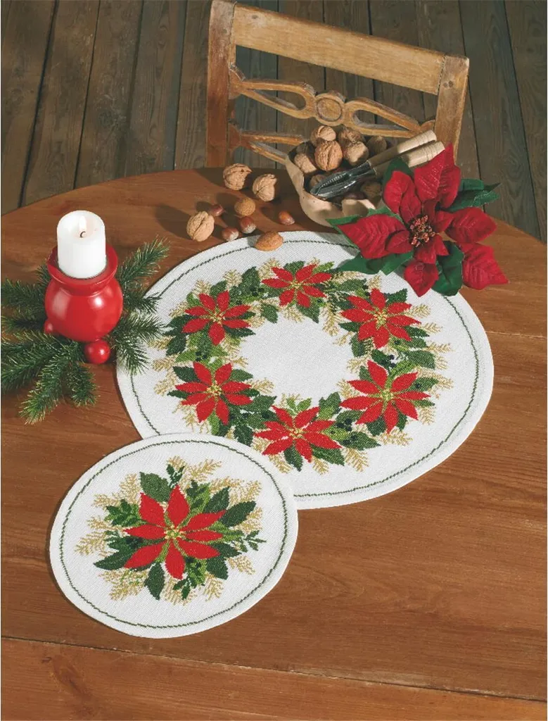 Cercle à Broder Étoiles de Noël Eva Rosenstand Kit Point de Croix 26cm