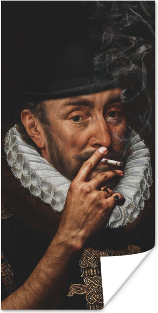 MuchoWow Poster Malerei - Zigarette - Alte Meister 80x160 cm - Kinderzimmer