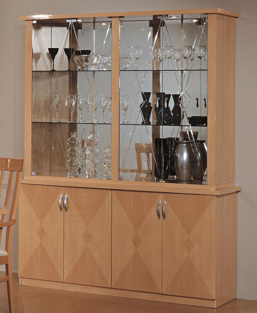 Klassische Vitrine Schrank Italienische Möbel Schränke Möbel Vitrinen Buche neu