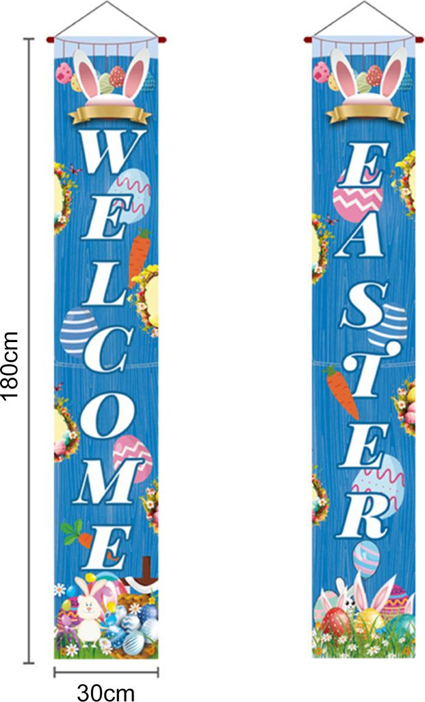 1 Paar Frohe Ostern Couplet Bunny Bunte Ei Wiederverwendbare Rechteck Urlaub Dekoration Veranda Zeichen Hängen Banner Hintergrund Party Liefert