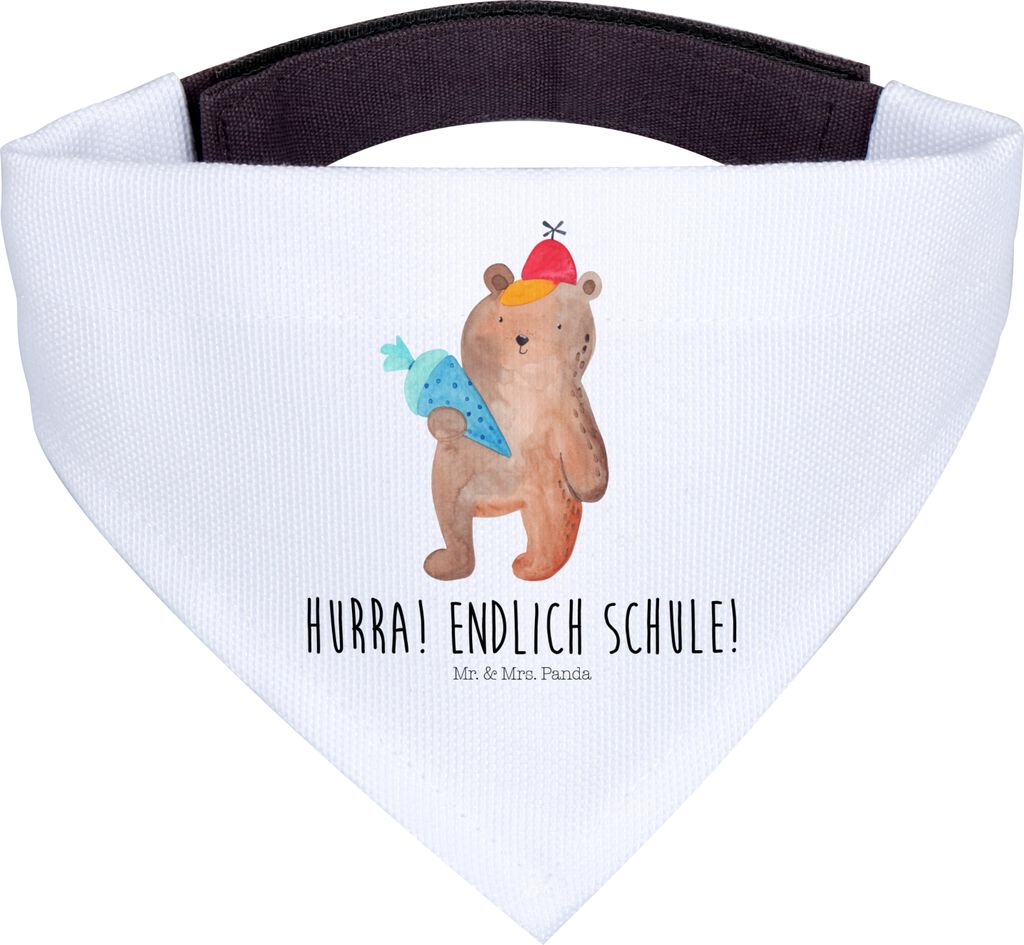 Mr. & Mrs. Panda Bandana Bär Schultüte - Weiß - Geschenk, Halstuch Für Hunde, Schulbeginn, Hund, Hunde-Bandana, Erster Schultag, Teddy, Grundsc...
