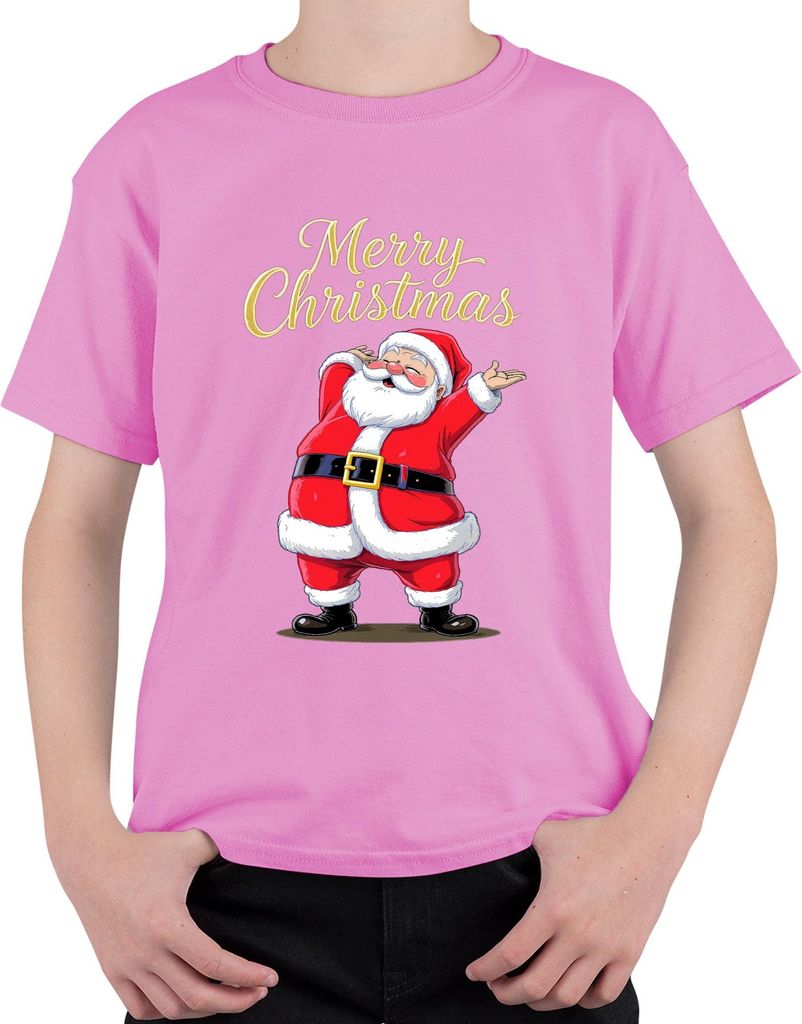 Merry Christmas Weihnachtsmann Santa Claus Lustig Geschenk Kinder Uni Kinder T-Shirt, Pink, 140