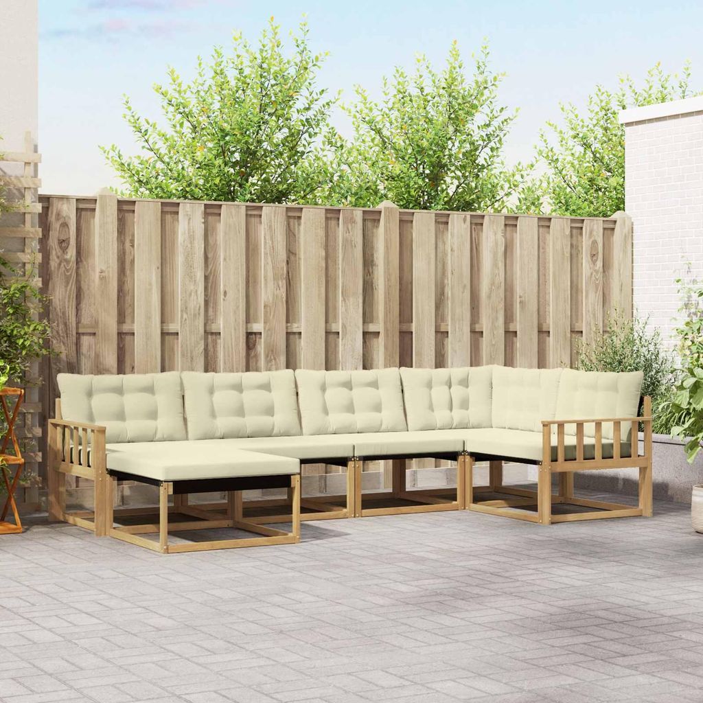 Möbel Outdoor-Sofagarnitur mit Kissen 6 pcs Weiß und CremeGartensofas - Gartensofas c3419